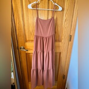 Elegant Pink Tiered Maxi Dress